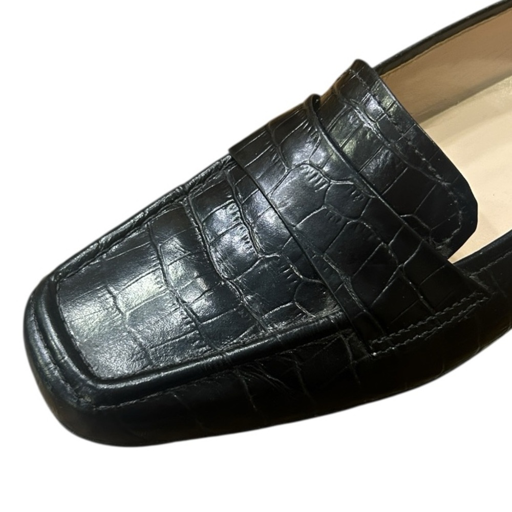 Rockport Embossed Square Toe Leather Loafers Black Size 7 - Picture 9 of 11